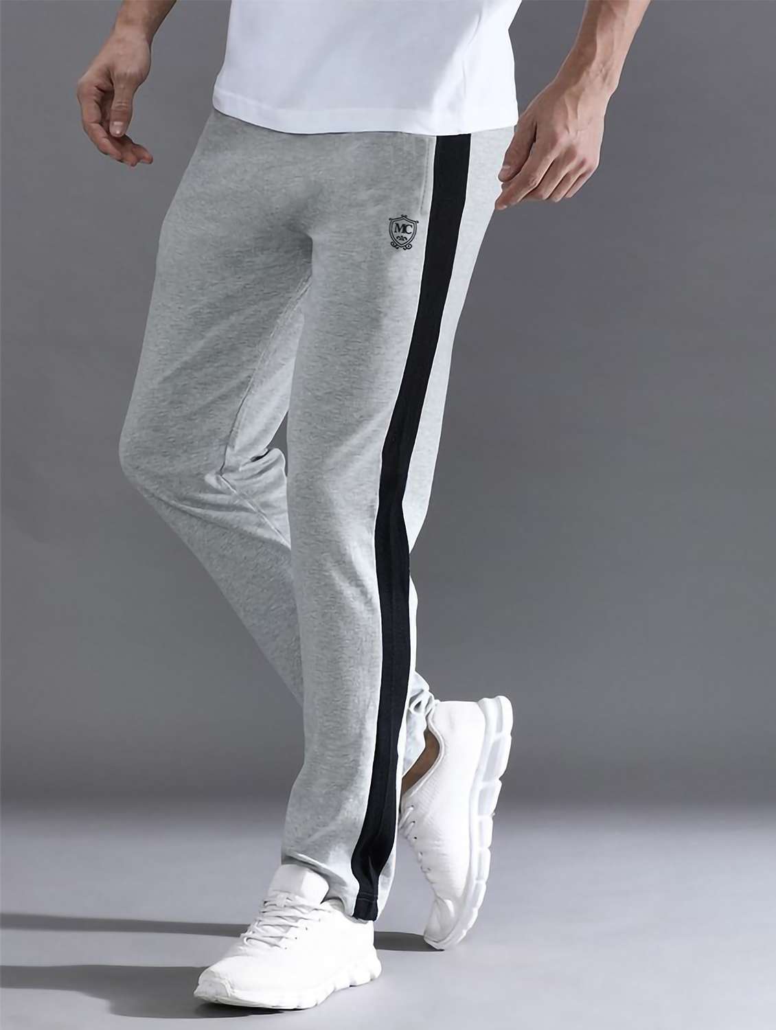 men side taped mid rise full length track pant - 21794591 -  Standard Image - 1