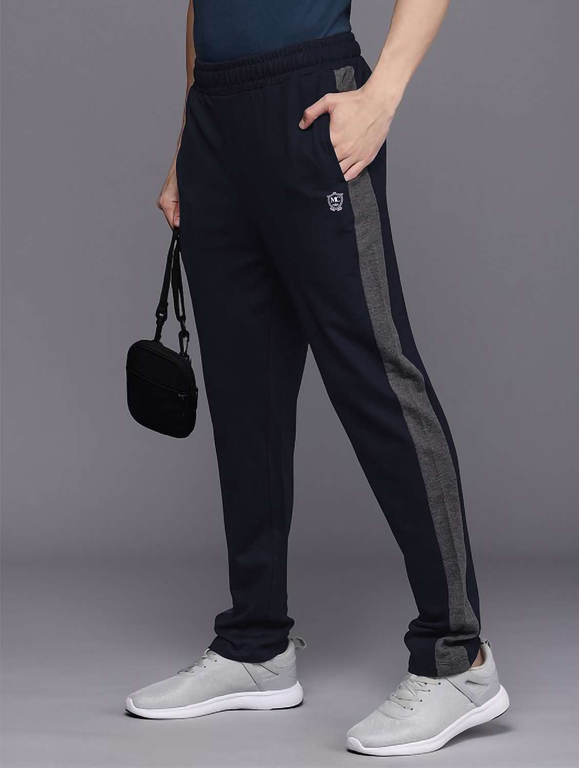 men side taped mid rise full length track pant - 21794592 -  Standard Image - 1