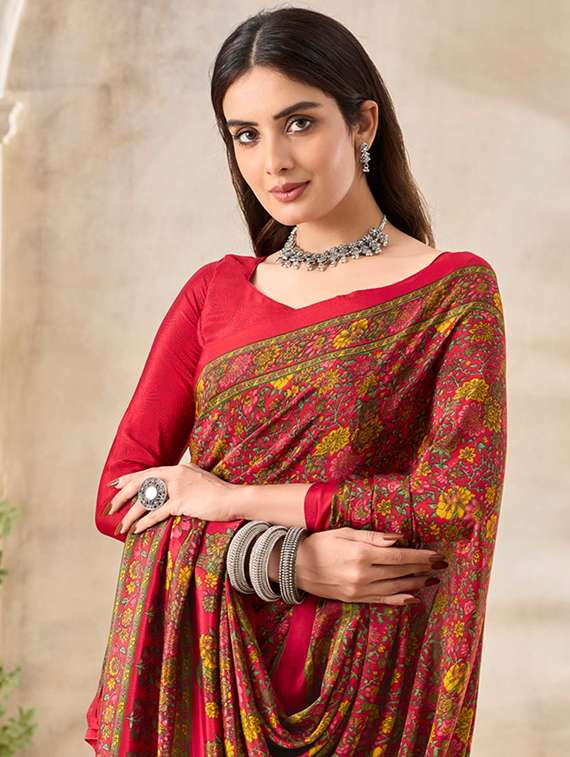 women printed casual wear saree with blouse - 21794626 -  Standard Image - 1