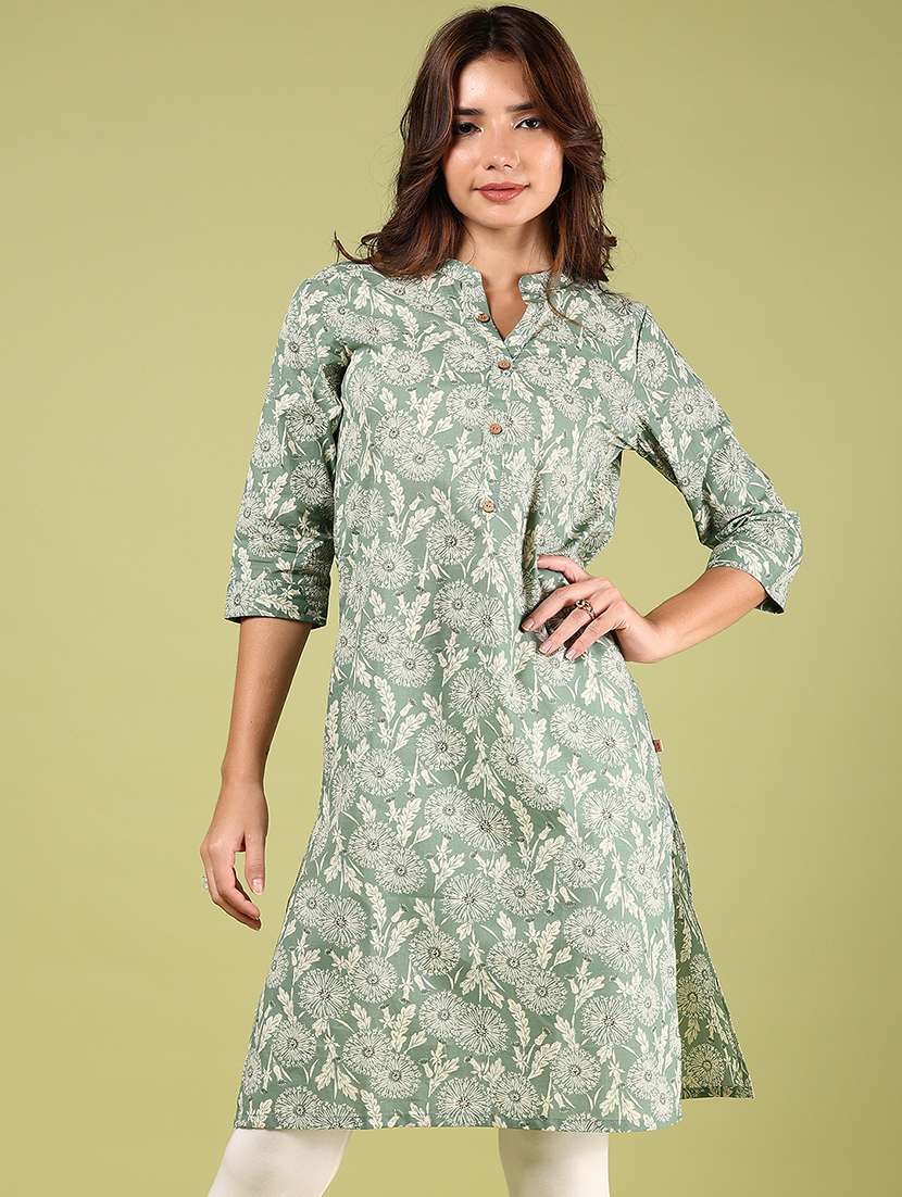 women printed three quarter sleeve straight kurta - 21794680 - Zoom Image - 0