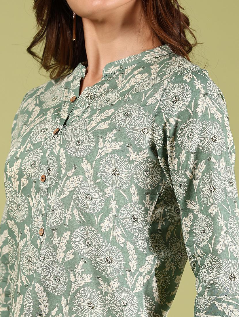women printed three quarter sleeve straight kurta - 21794680 - Standard Image - 4