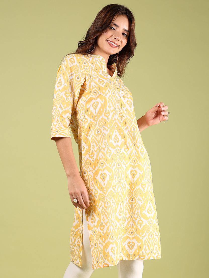 women printed three quarter sleeve straight kurta - 21794681 - Standard Image - 1