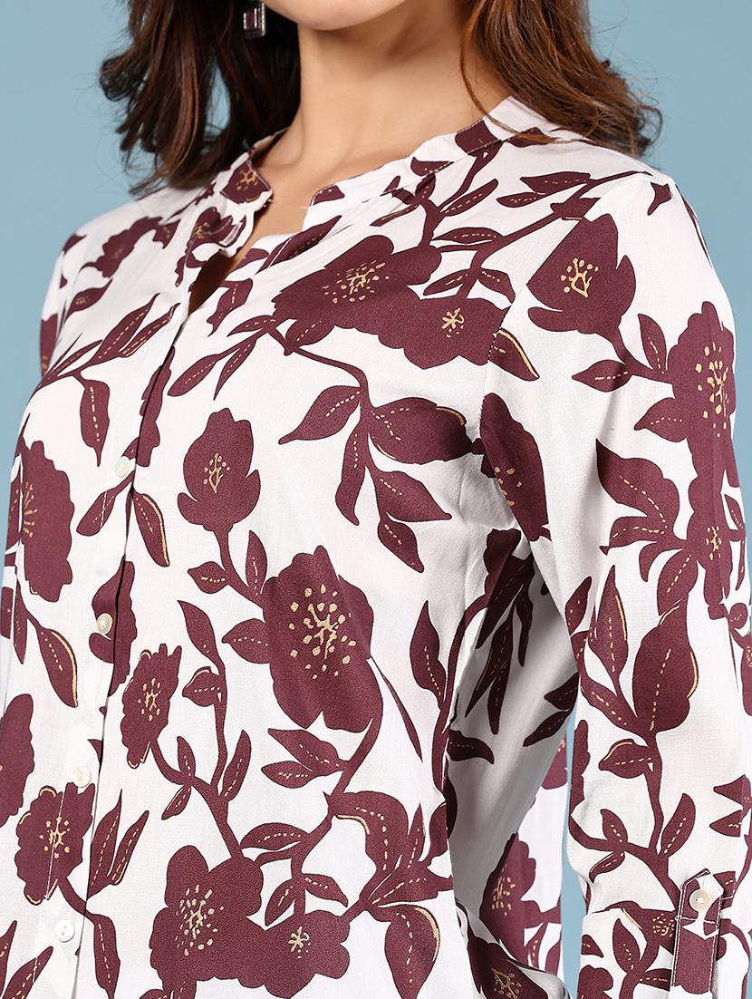 women floral three quarter sleeve straight kurta - 21794701 - Standard Image - 4