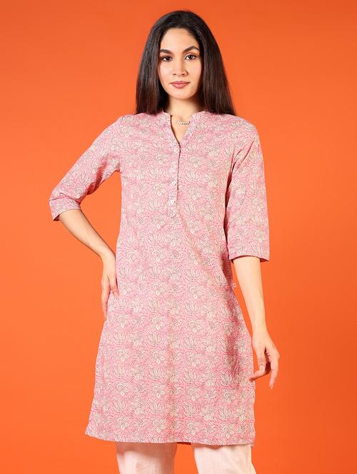 women printed three quarter sleeve straight kurta - 21794716 -  Standard Image - 0