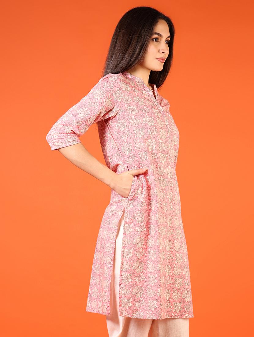 women printed three quarter sleeve straight kurta - 21794716 -  Standard Image - 1