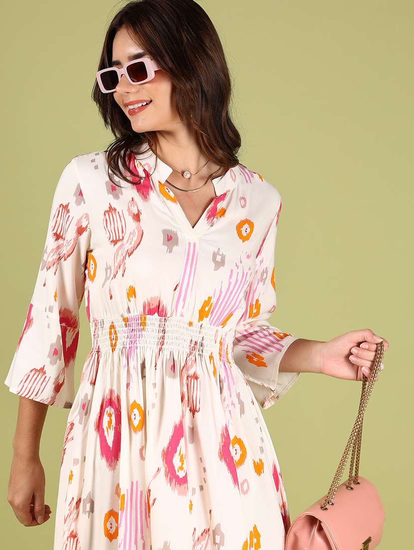 women printed three quarter fit & flare dress - 21794720 - Standard Image - 4