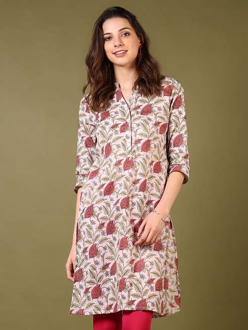 women printed three quarter sleeve straight kurta - 21794732 -  Standard Image - 0