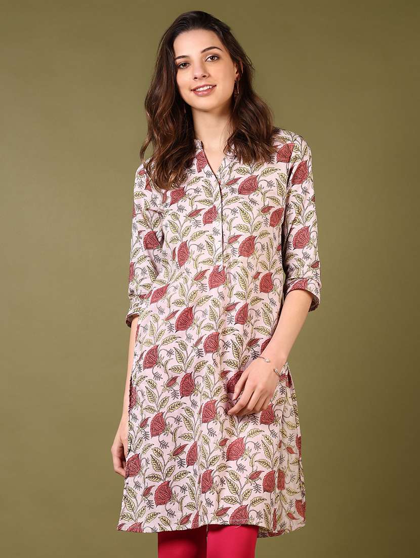 women printed three quarter sleeve straight kurta - 21794732 -  Zoom Image - 0