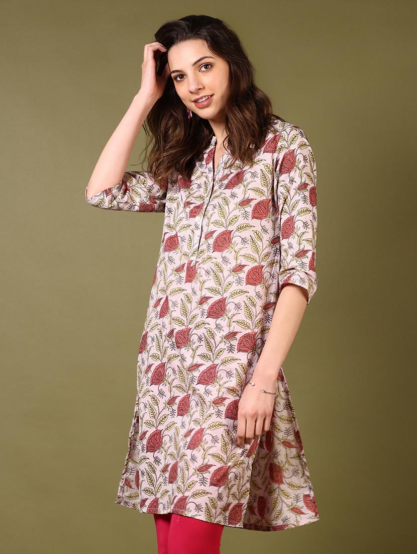 women printed three quarter sleeve straight kurta - 21794732 - Standard Image - 1