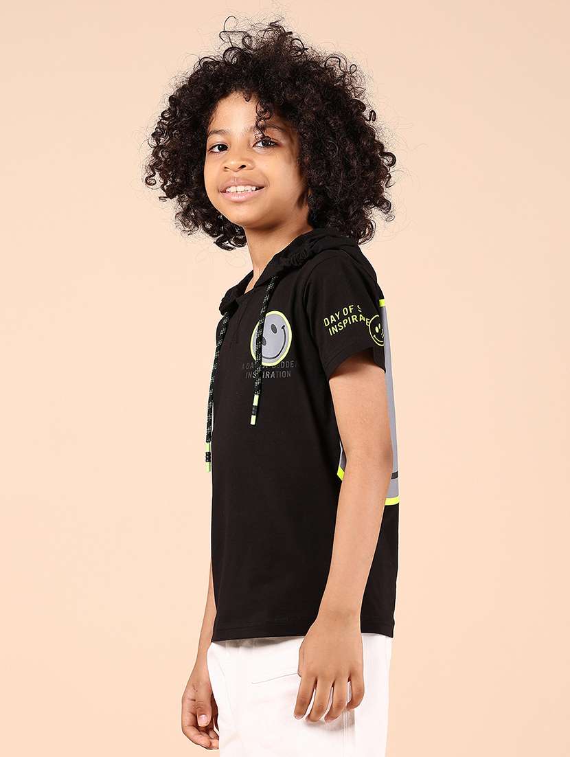 boys printed short sleeve regular fit hooded t-shirt - 21794775 -  Standard Image - 1