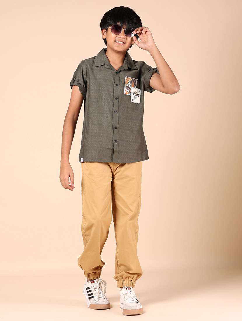 boys self design short sleeve casual shirt - 21794811 - Standard Image - 4