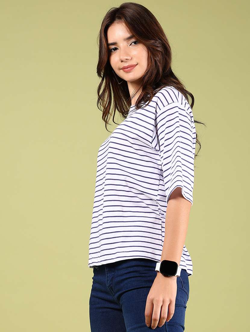 women striped short sleeve regular fit t-shirt - 21794817 -  Standard Image - 1