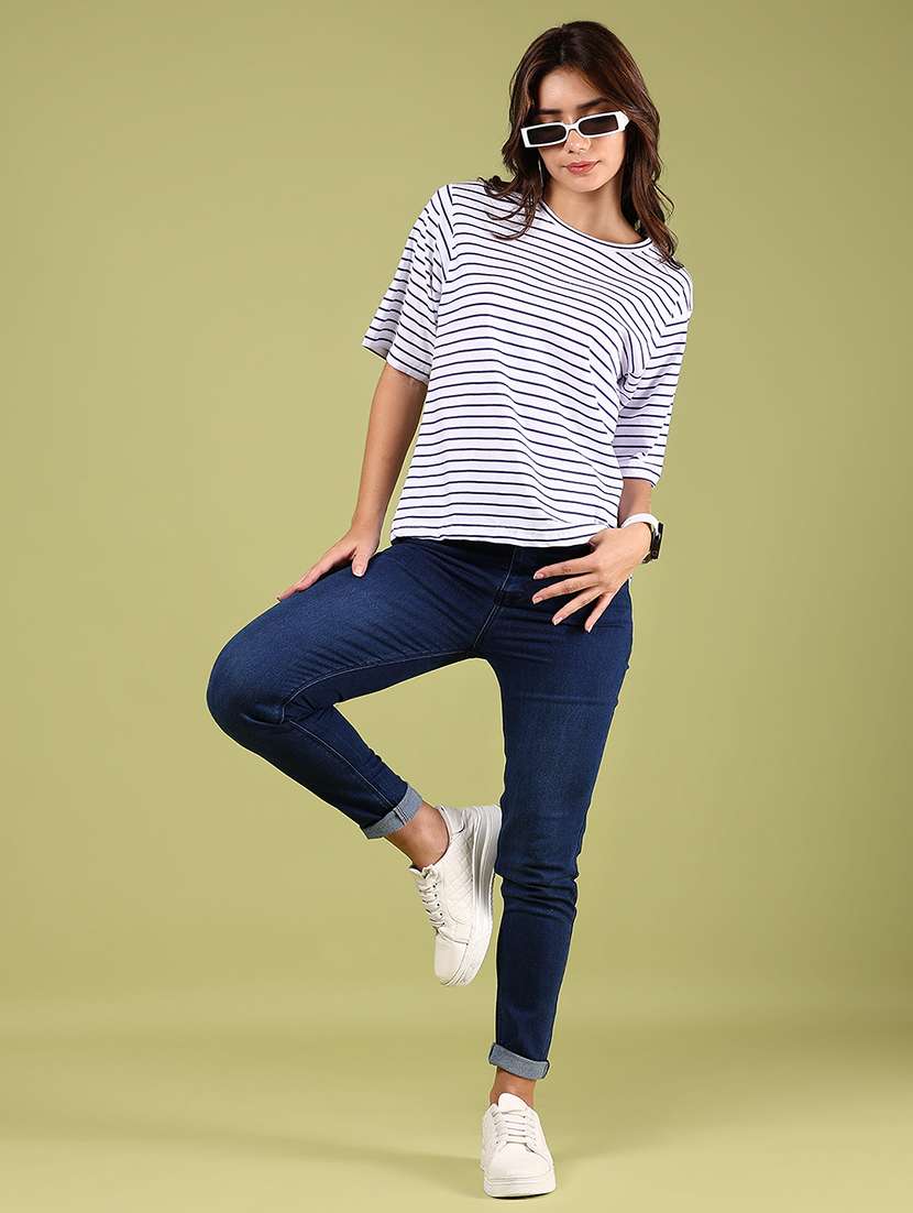 women striped short sleeve regular fit t-shirt - 21794817 -  Standard Image - 4