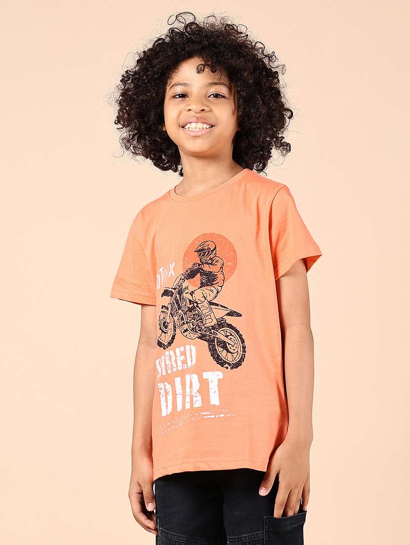 boys front print round neck t-shirt - 21794821 -  Standard Image - 1
