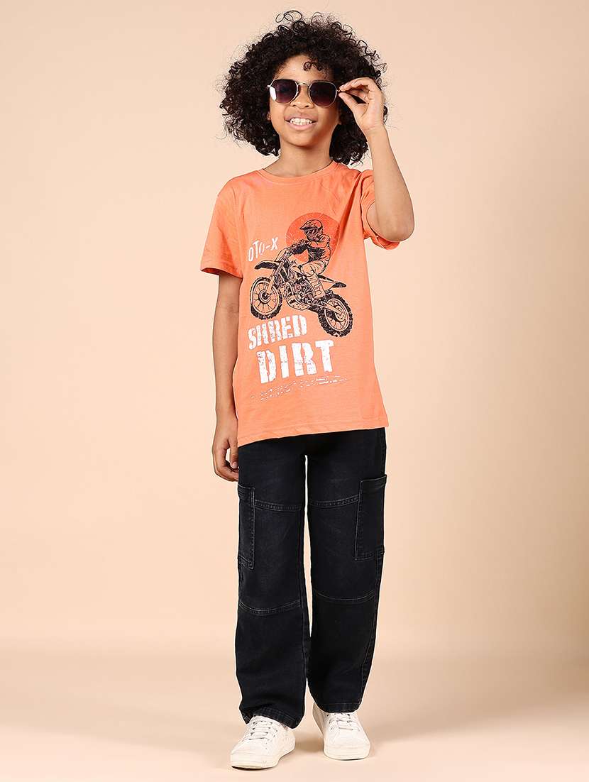 boys front print round neck t-shirt - 21794821 -  Standard Image - 4