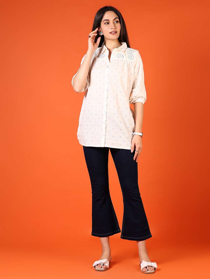 women embroidered three quarter sleeve kurti - 21794822 -  Standard Image - 4