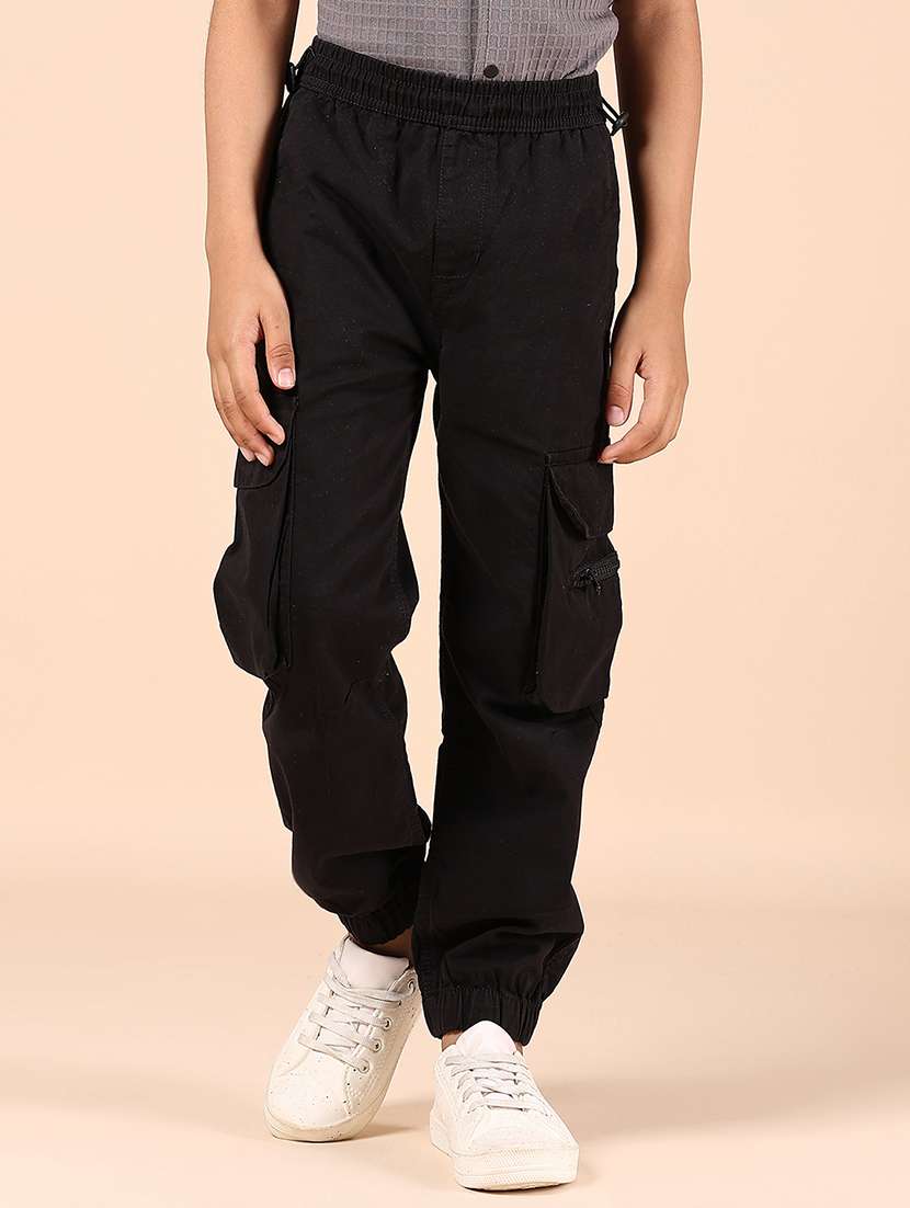 boys solid mid rise relaxed fit cargo - 21794831 -  Standard Image - 1