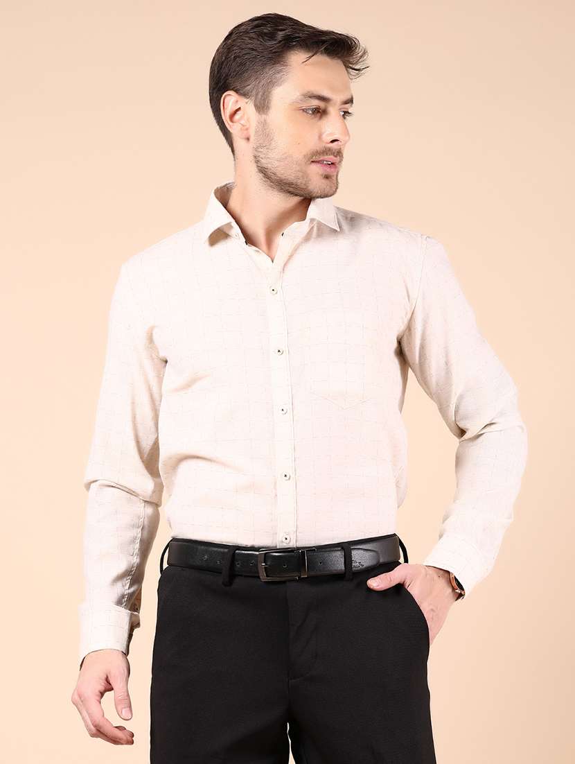beige cotton formal shirt - 21794837 - Standard Image - 1