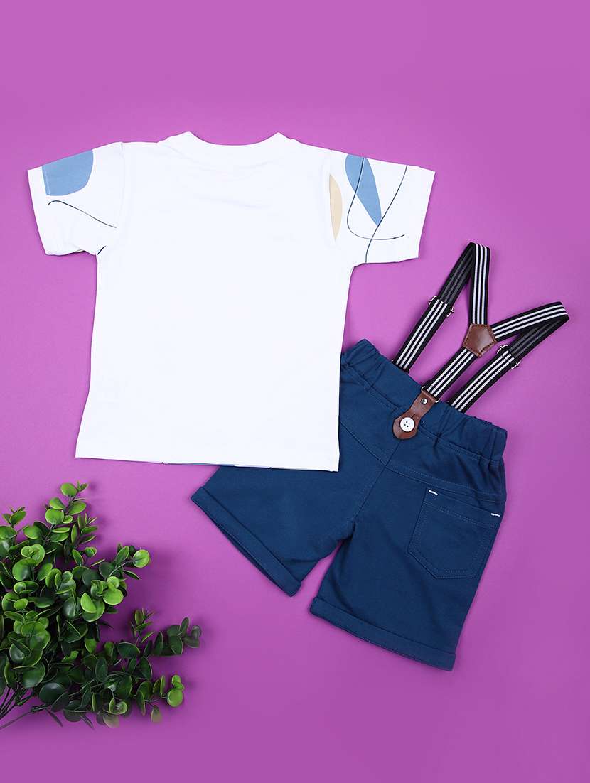 boys printed t-shirt & dungaree set - 21794839 - Standard Image - 1