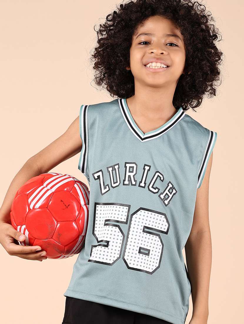 boys typographic printed sleeveless t-shirt