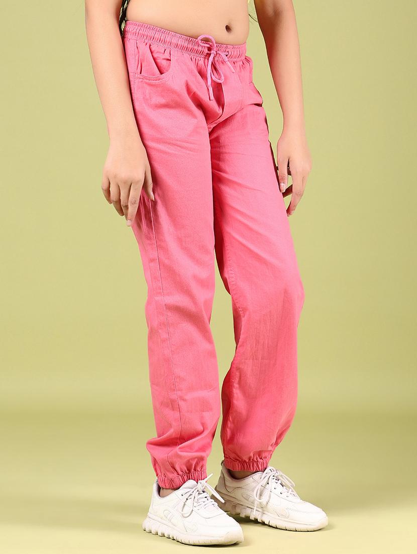 girls pink cotton plain jogger - 21794904 - Standard Image - 1