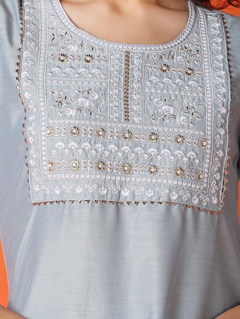women embroidered three quarter sleeve straight kurta - 21795023 - Standard Image - 4