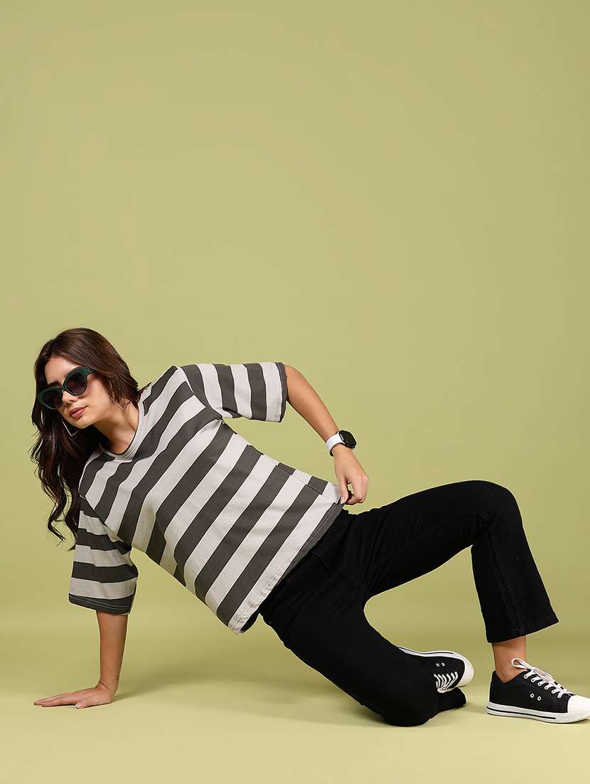 women striped short sleeve regular fit t-shirt - 21795032 - Standard Image - 4