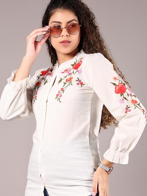 women white floral printed long sleeve top - 21795055 - Standard Image - 0