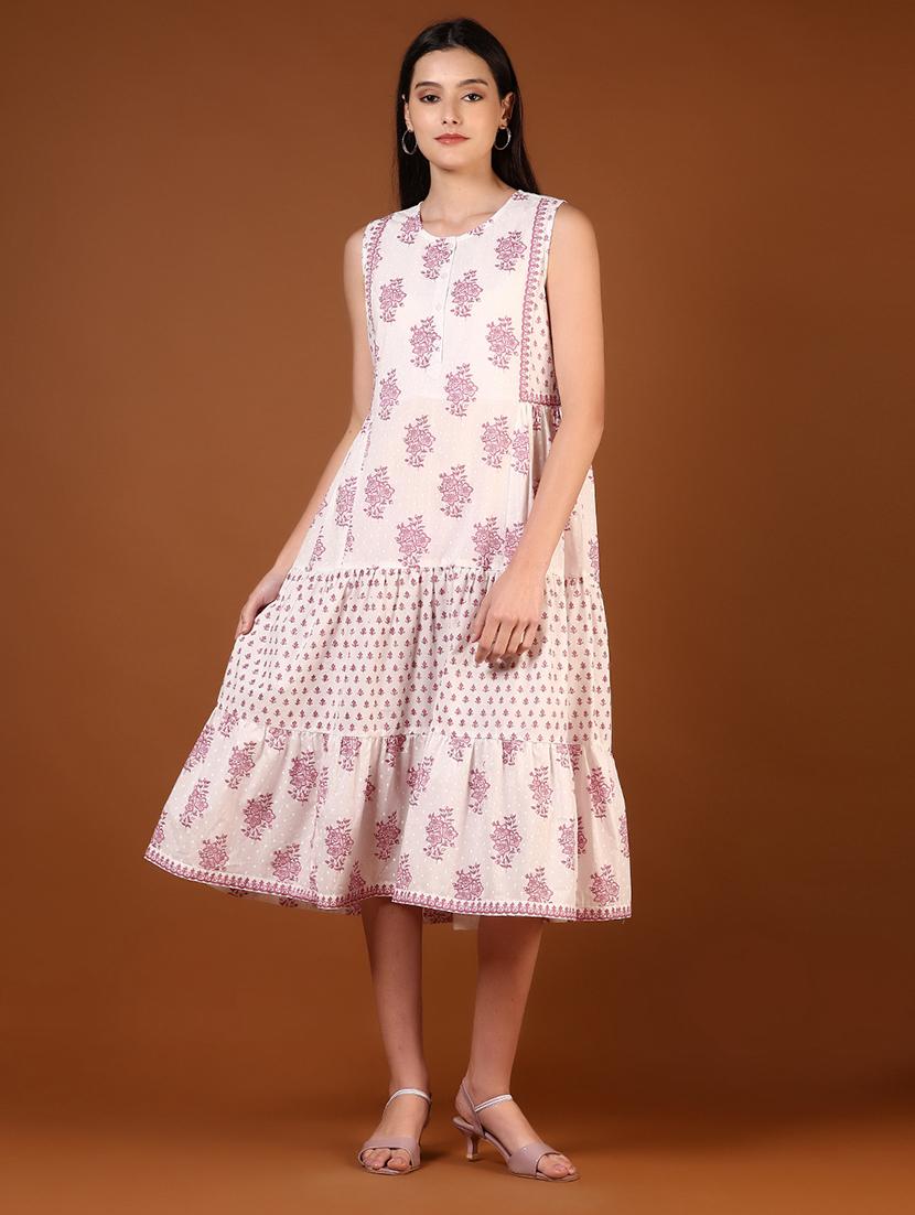 women floral printed sleeveless tiered dress - 21795075 -  Standard Image - 1