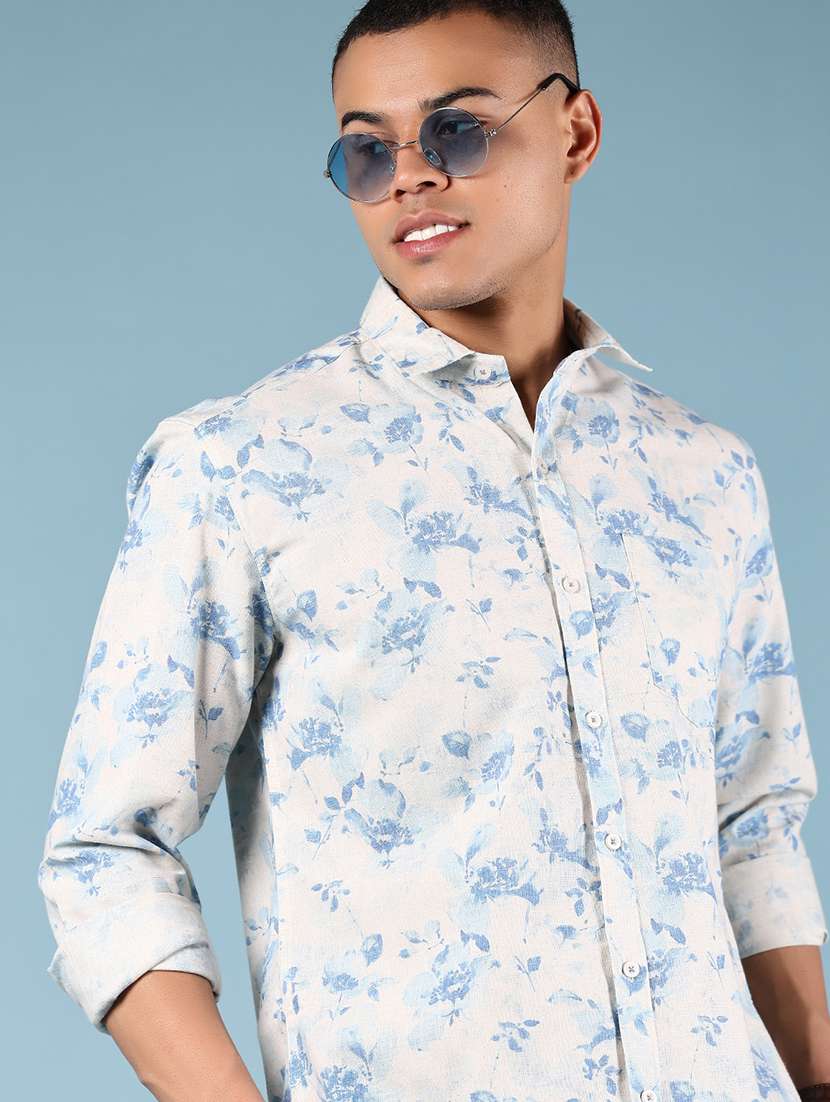 men floral printed collared casual shirt