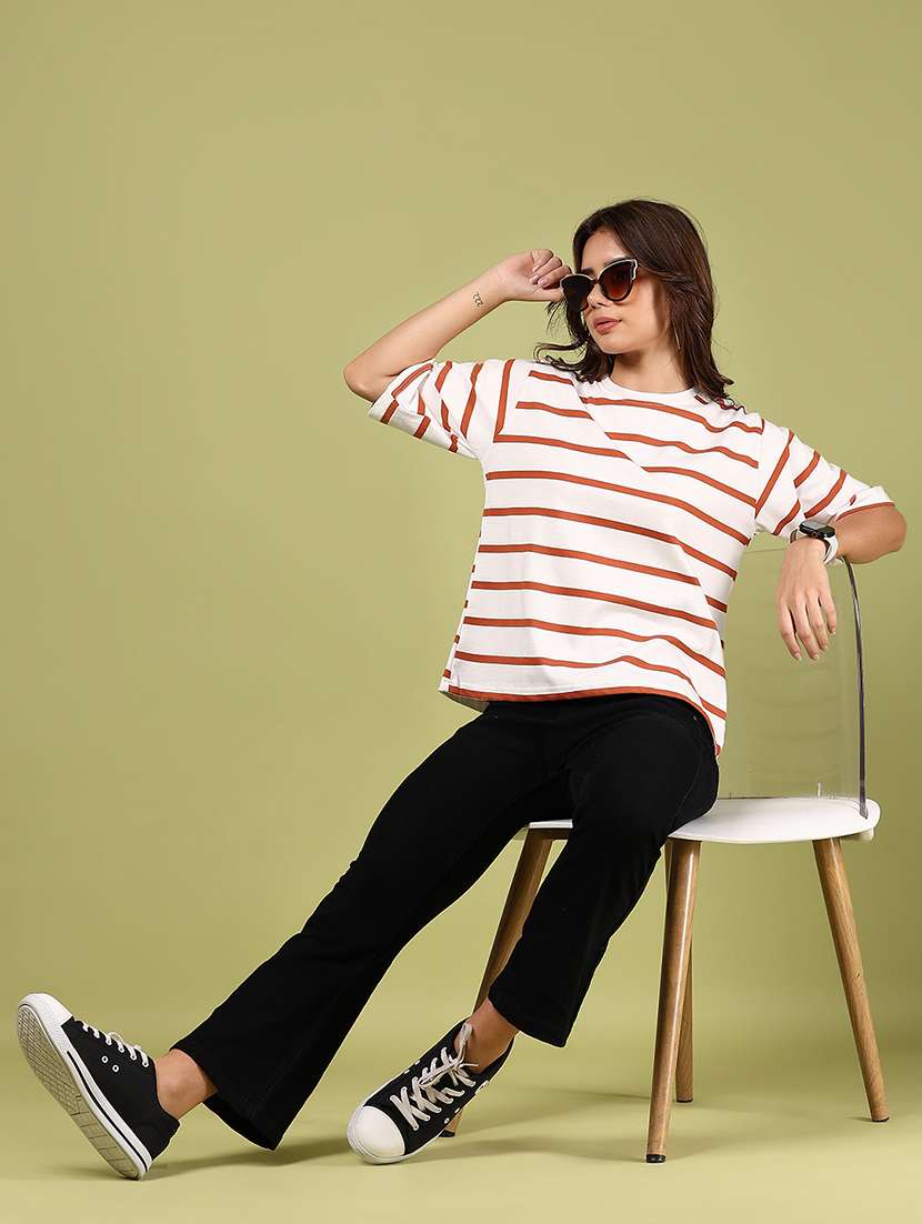 women striped short sleeve regular fit t-shirt - 21795131 - Standard Image - 4