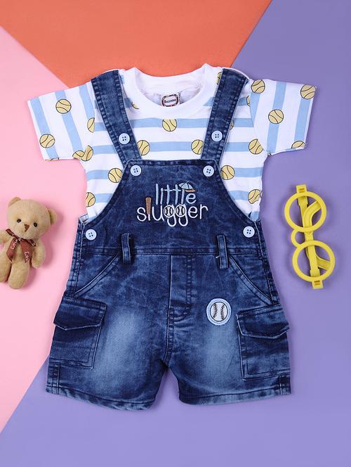 boys printed t-shirt & dungaree casual wear set - 21795232 - Standard Image - 0
