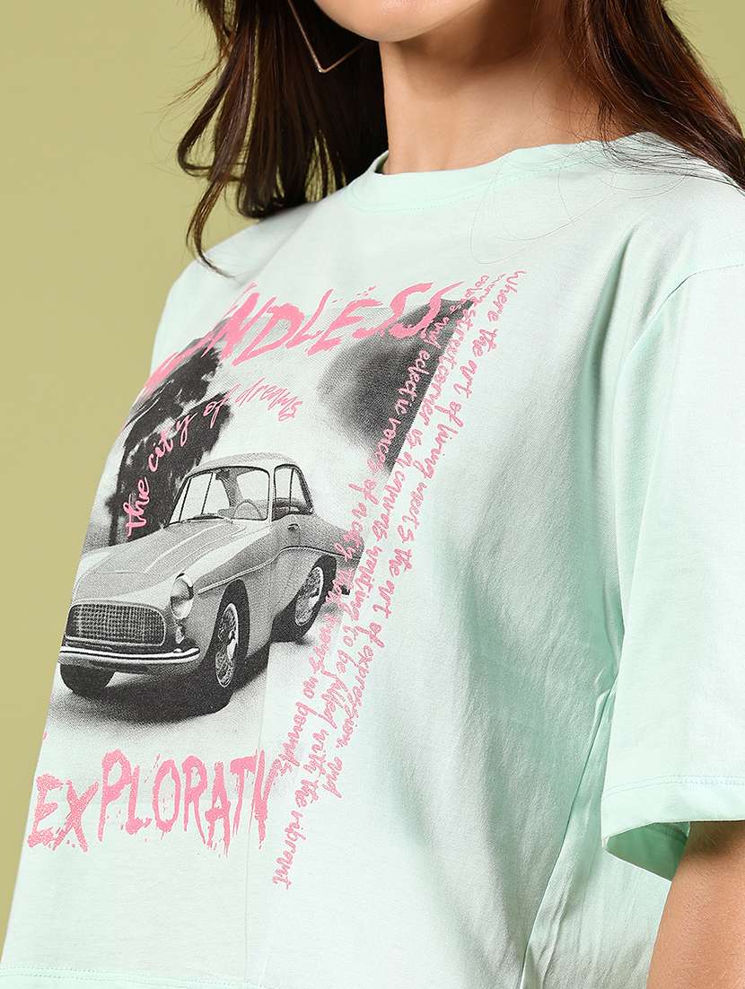 women printed short sleeves boxy t-shirt - 21795240 -  Standard Image - 4