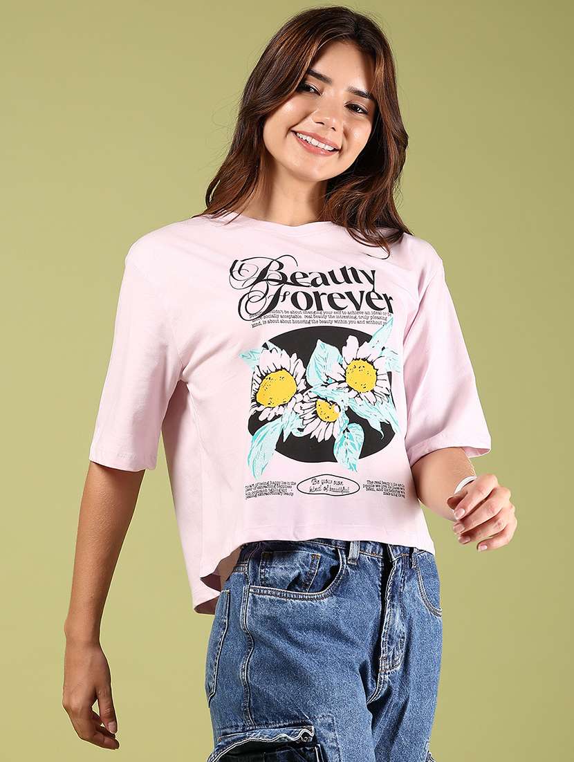 women printed short sleeves boxy t-shirt - 21795252 -  Standard Image - 1