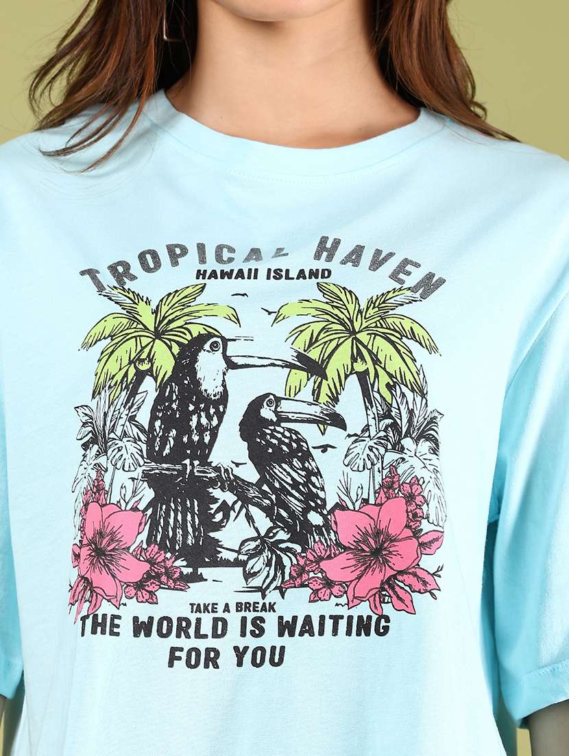 women printed short sleeves boxy t-shirt - 21795266 -  Standard Image - 4