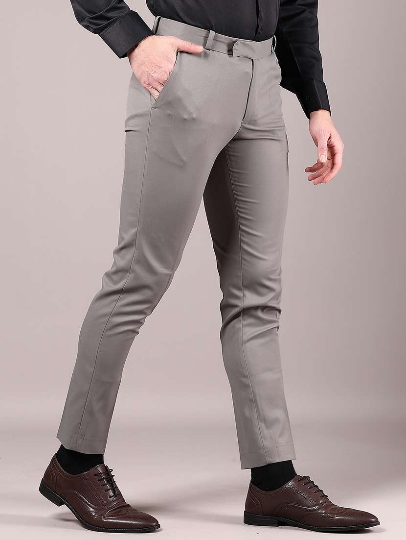 men solid regular fit flat front formal trouser - 21795285 -  Standard Image - 1