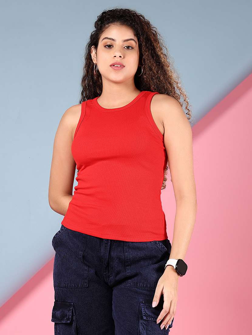 women solid sleeveless tank top - 21795345 -  Standard Image - 1