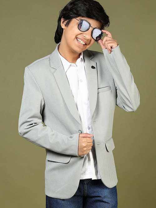 boys solid long sleeve blazer