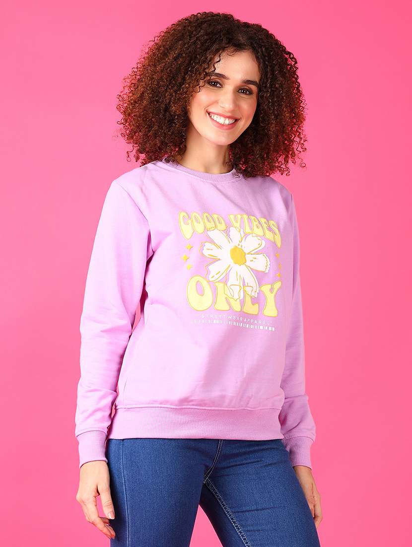 women front print long sleeve sweatshirt - 21795770 -  Standard Image - 1
