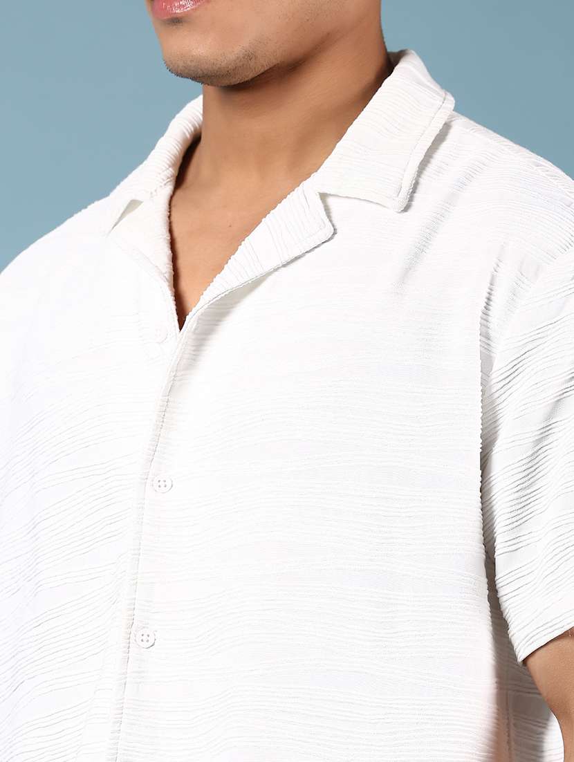 men self design cuban collar loose fit casual shirt - 21796150 -  Standard Image - 4