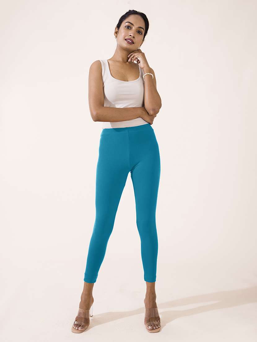 women solid ankle length leggings