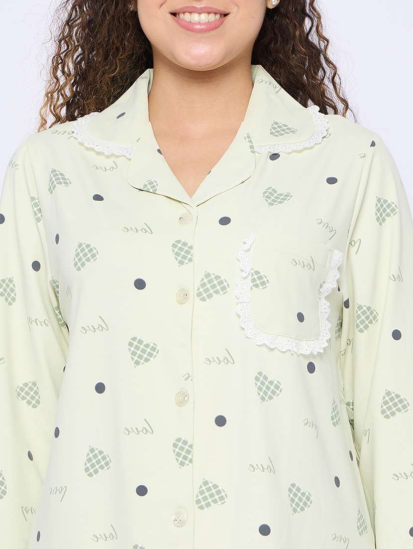 women printed long sleeves nightwear pyjama set - 21796519 -  Standard Image - 4