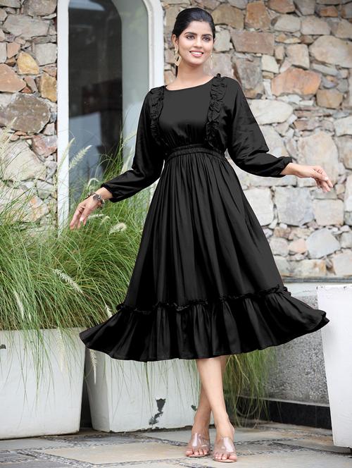 women three quarter sleeves tiered dress - 21796710 - Standard Image - 0