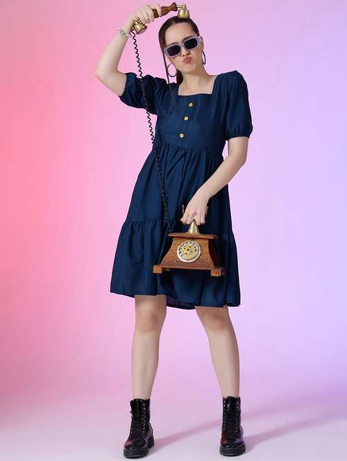 women puff sleeves tiered dress - 21796747 - Standard Image - 0
