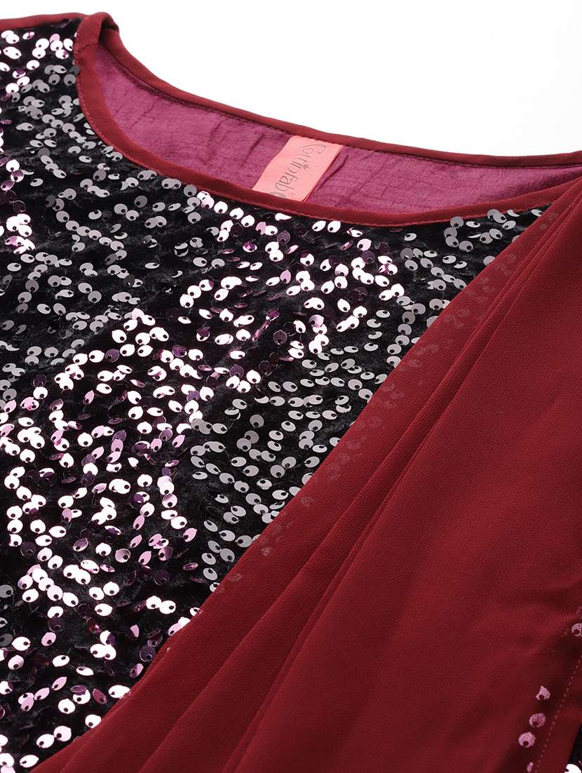 women embellished bell sleeves fusion set - 21796764 -  Standard Image - 4