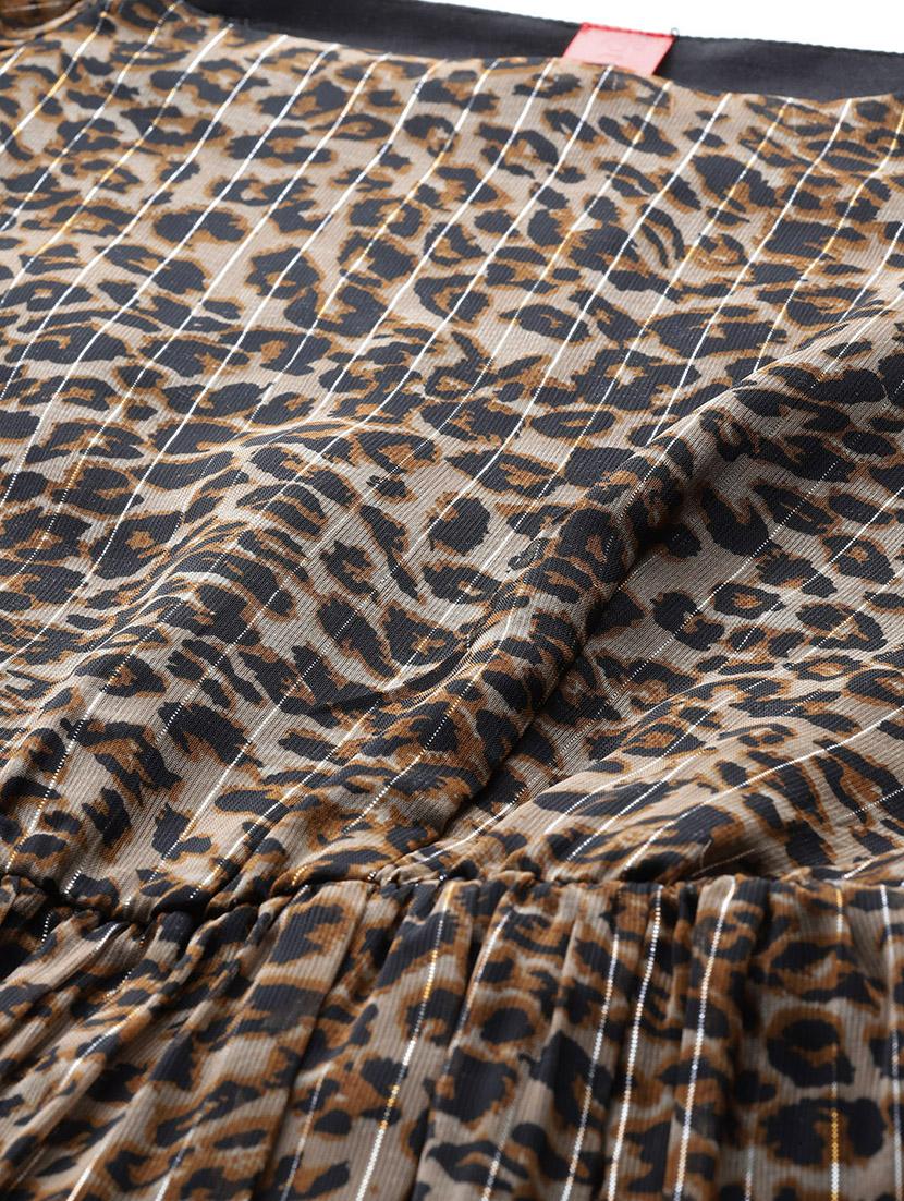 women animal print puff sleeves tiered dress - 21796779 - Standard Image - 4