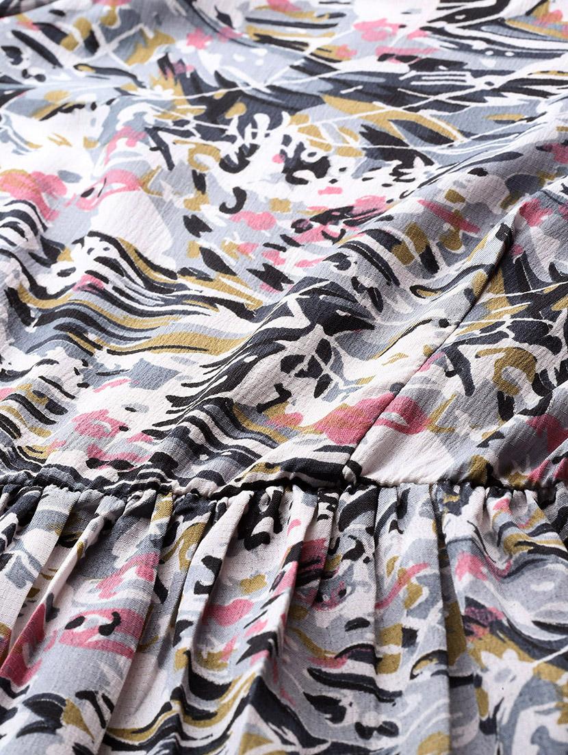 women printed puff sleeves tiered dress - 21796780 - Standard Image - 4