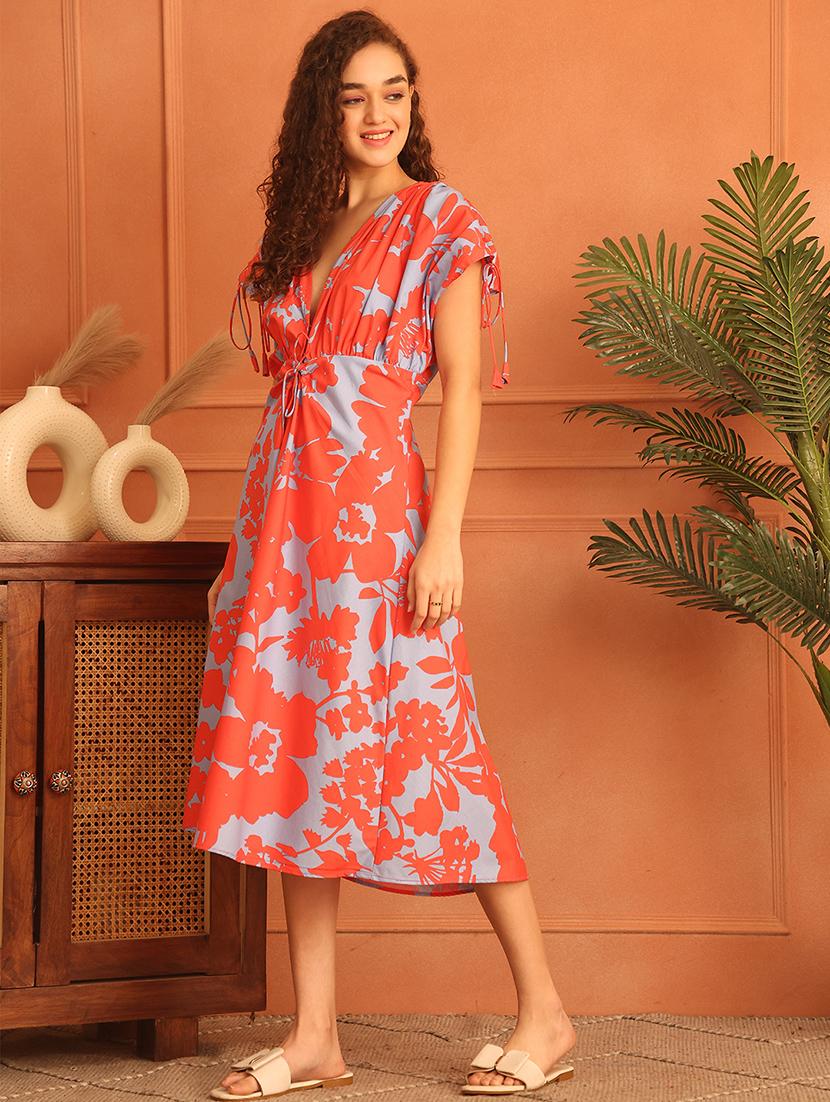 women floral print calf length a-line dress - 21796961 -  Standard Image - 1