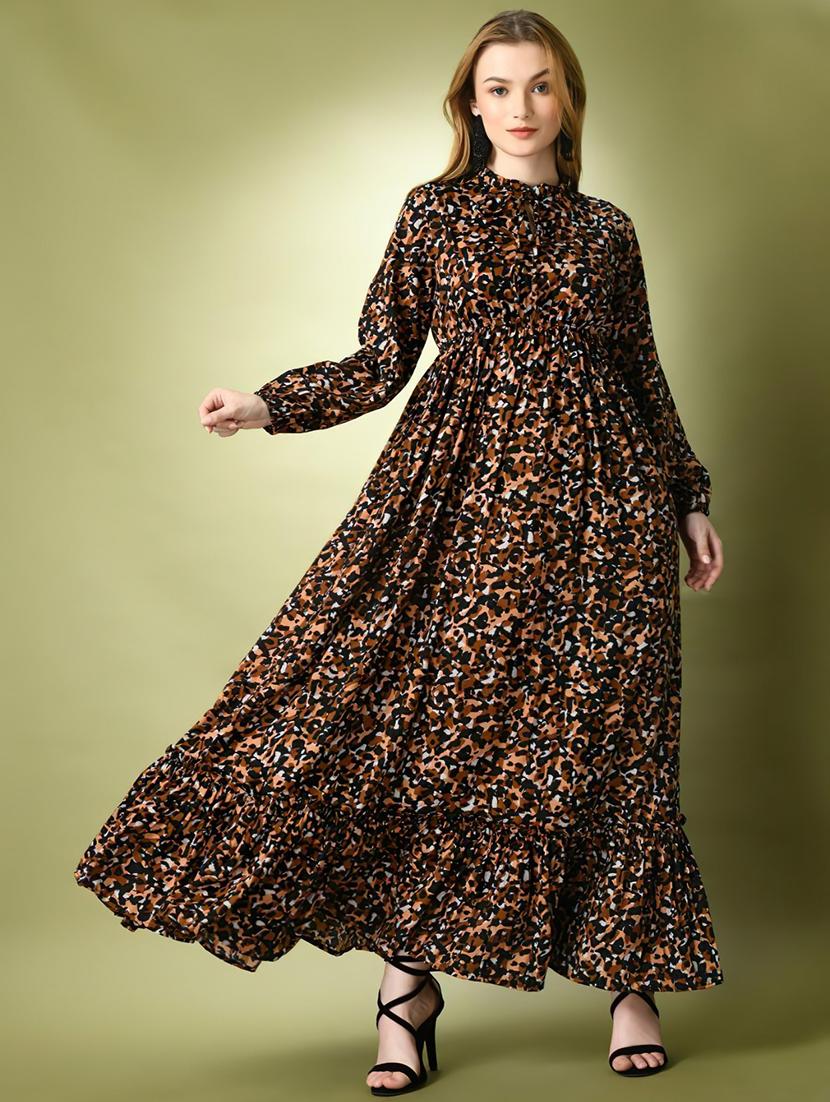 women animal printed printed long sleeve maxi dress - 21796981 -  Zoom Image - 0