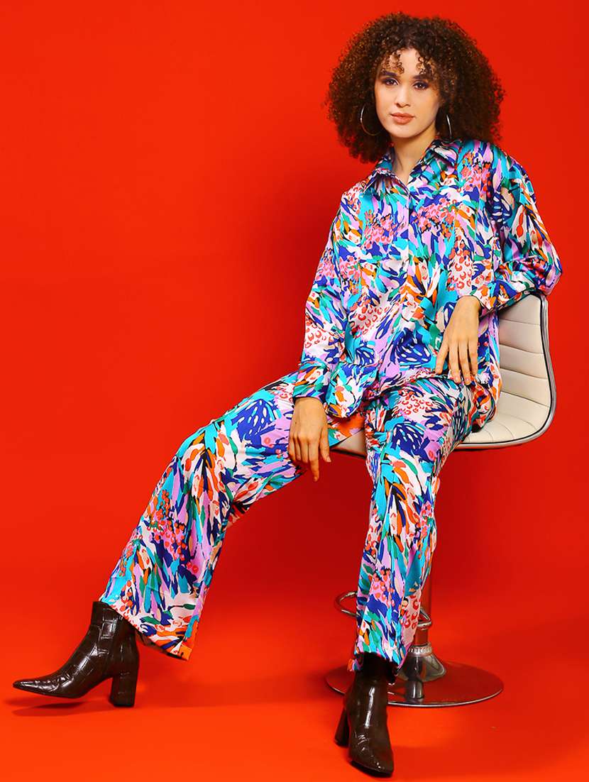 women printed shirt and trouser co-ord set - 21796999 -  Standard Image - 1